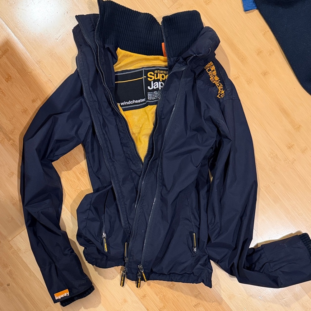 Superdry Arctic Windcheater Dark Blue Jacket with Yellow Interior